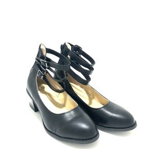 Strapped ankle Mary Jane heels